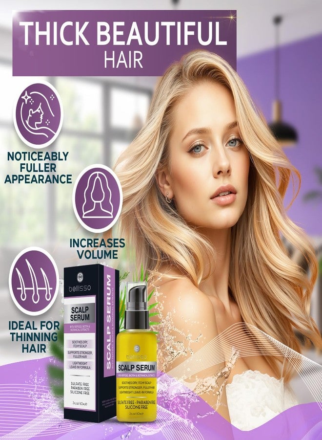 BELLISSO Scalp Serum - Dry and Itchy Dandruff Moisturizer Treatment for Women and Men - Advanced Care and Anti Itch Relief Tonic - 2 Fl Oz - Image 2